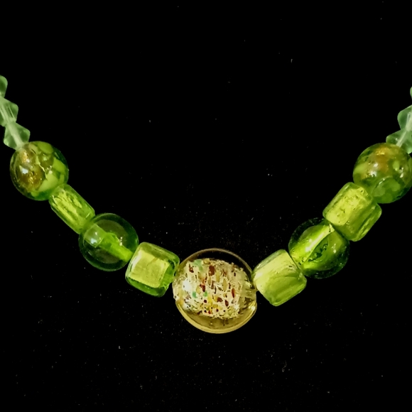 Green Glass Beads Vibrant Beautiful Necklace Lampworked Beads Handmade Beads - Picture 1 of 6